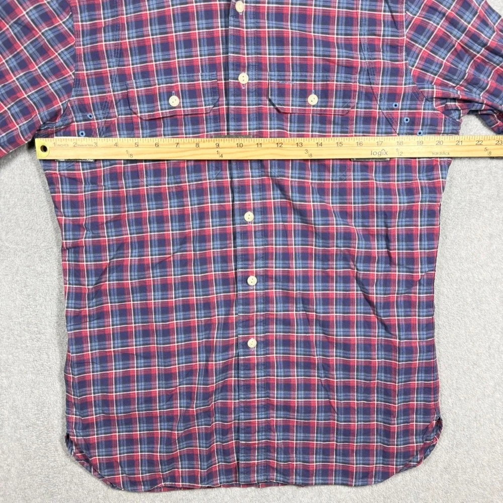Polo Ralph Lauren Men Medium Vented Plaid Shirt Red Blue Button Down Utility